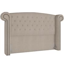 Cabeceira Cama Box Queen com Tachas 160 cm Sofia P05 Linho Creme - Lyam Decor Cabeceira Cama Box Queen com Tachas 160 cm Sofia P05 Linho Creme - Lyam Decor