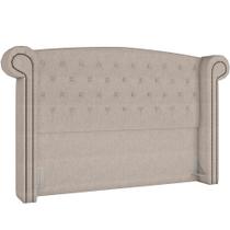 Cabeceira Cama Box Queen com Tachas 160 cm Sofia P05 Linho Cru - Lyam Decor Cabeceira Cama Box Queen com Tachas 160 cm Sofia P05 Linho Cru - Lyam Decor