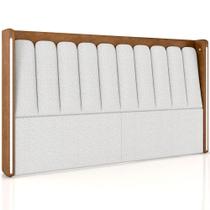 Cabeceira Cama Box Queen Estofada com LED 160cm Moan P05 material sintético Whisky Bouclê Cru - Lyam Decor Cabeceira Cama Box Queen Estofada com LED 160cm Moan P05 material sintético Whisky Bouclê Cru - Lyam Decor