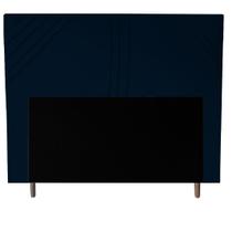 Cabeceira Cama Box Queen Lisboa 160 Cm Suede Azul Marinho