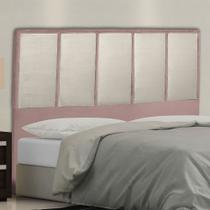 Cabeceira Cama Box Queen Napoli 160 Cm Suede Rose e Bege Claro