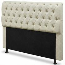 Cabeceira Cama Box Queen Size Sarah 160cm com Frame Bouclê Bege - Desk Design Cabeceira Cama Box Queen Size Sarah 160cm com Frame Bouclê Bege - Desk Design