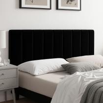 Cabeceira Cama Box Queen Veludo Luxo Painel Kit 8 Modulos Preto