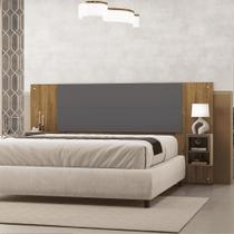 Cabeceira Cama Box Regulável Casal/Solteiro com Nicho Acoplado Tóquio Nature/Alasca - MABE MAGAZINE