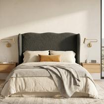 Cabeceira Cama Box Solteiro 90cm Aurora Estofada Boucle Com Sapatas Plásticas Linha Premium Design Soft Curve Cabeceira Cama Box Solteiro 90cm Aurora Estofada Boucle Com Sapatas Plásticas Linha Premium Design Soft Curve