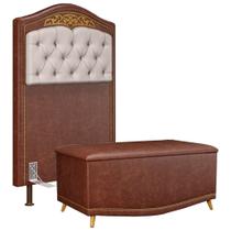 Cabeceira Cama Box Solteiro 90cm Com Calçadeira Baú Imperial J02 Corano Marfim/Marrom - Mpozenato Cabeceira Cama Box Solteiro 90cm Com Calçadeira Baú Imperial J02 Corano Marfim/Marrom - Mpozenato
