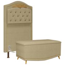 Cabeceira Cama Box Solteiro 90cm Com Calçadeira Baú Imperial J02 Linho Areia - Mpozenato Cabeceira Cama Box Solteiro 90cm Com Calçadeira Baú Imperial J02 Linho Areia - Mpozenato