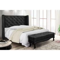 Cabeceira Cama Box Solteiro 90cm e Recamier Vicenza Suede Preto S04 - D'Rossi