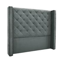 Cabeceira Cama Box Solteiro 90cm E Recamier Vicenza Veludo Cinza S04 - D'rossi