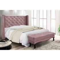 Cabeceira Cama Box Solteiro 90cm e Recamier Vicenza Veludo Lilás S04 - D'Rossi