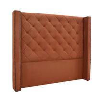Cabeceira Cama Box Solteiro 90cm e Recamier Vicenza Veludo S04 Cor Cobre