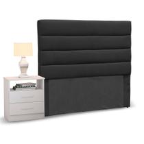 Cabeceira Cama Box Solteiro 90cm Greta Suede Preto e 1 Mesa de Cabeceira Flex DM1 Branco - Mpozenato