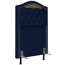 Cabeceira Cama Box Solteiro 90cm Imperial Veludo J02 Azul - Mpozenato Cabeceira Cama Box Solteiro 90cm Imperial Veludo J02 Azul - Mpozenato