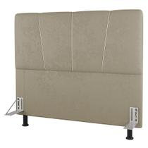 Cabeceira Cama Box Solteiro Amber 90cm Estofada Suede Bege - Desk Design