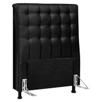 Cabeceira Cama Box Solteiro Ciara 90cm Botonê com Frame Suede Preto - Desk Design Cabeceira Cama Box Solteiro Ciara 90cm Botonê com Frame Suede Preto - Desk Design