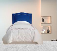 Cabeceira Cama Box Solteiro Línea Veludo Azul Marinho