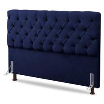 Cabeceira Cama Box Solteiro Lylla 90cm Capitonê Com Frame Suede Azul Marinho - Abmaza Cabeceira Cama Box Solteiro Lylla 90cm Capitonê Com Frame Suede Azul Marinho - Abmaza