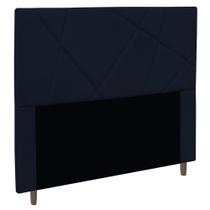 Cabeceira Cama Box Solteiro Mali 90cm Veludo Azul Marinho - Abmaza