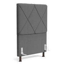 Cabeceira Cama Box Solteiro Mel 90cm com Frame Linho Cinza - Abmaza Cabeceira Cama Box Solteiro Mel 90cm com Frame Linho Cinza - Abmaza