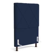 Cabeceira Cama Box Solteiro Mel 90cm com Frame Suede Azul Marinho - Desk Design