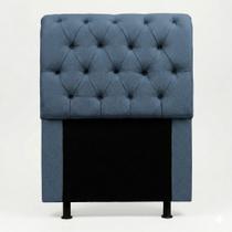 Cabeceira Cama Box Solteiro Sarah 90cm com Frame Linho Azul - Abmaza