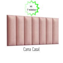 Cabeceira Cama Casal 140x60cm Kit com 7 Módulos Estofados Auto Adesivo