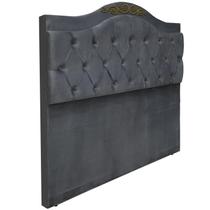 Cabeceira Cama Casal Botões Detalier Provençal Chumbo Suede Com Pés 120 RBL