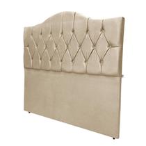 Cabeceira Cama Casal Botões Provençal Bege Suede Com Pés 120Cm Altura RBL