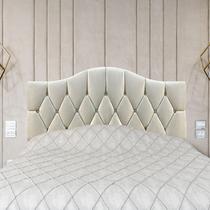 Cabeceira Cama Casal Botões Provençal Bege Suede Com Pés 120Cm Altura RBL