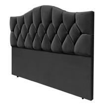 Cabeceira Cama Casal Botões Provençal Cinza Suede Com Pés 120Cm Altura RBL