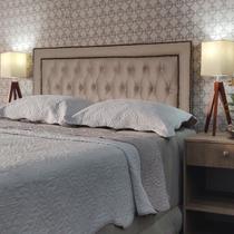 Cabeceira Cama Casal Capitonê Sophia Diamond 2 Suede Bege 60 RBL