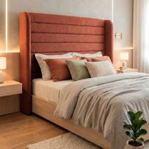 Cabeceira Cama Casal Duna 140cm Orgânica Curva Bouclê Terracota - Montanari s Decor
