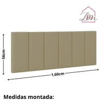 Cabeceira Cama Casal Estofada Queen 1,60Cm Bege Quarto D.M