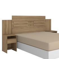 Cabeceira Cama Casal Extensível Triunfo com 2 Mesas de Cabeceira Amêndola - Demóbile