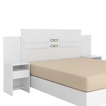 Cabeceira Cama Casal Extensível Triunfo com 2 Mesas de Cabeceira Branco - Demóbile