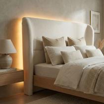 Cabeceira Cama Casal King Size Livia 195cm Orgânica Curva Bouclê Off White - Montanari s Decor Cabeceira Cama Casal King Size Livia 195cm Orgânica Curva Bouclê Off White - Montanari s Decor