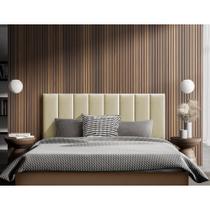 Cabeceira Cama Casal Queen Estofada Modulada 160cm Rony Veludo Bege - Luxo Estofados