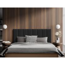 Cabeceira Cama Casal Queen Estofada Modulada 160cm Rony Veludo Preto - Luxo Estofados