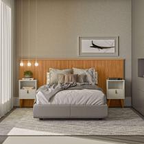 Cabeceira Cama Casal Ripada Laranjeiras 2.4 C/ Mesa De Cabeceira 1 Gaveta 4 Pés Búzios Cabeceira Cama Casal Ripada Laranjeiras 2.4 C/ Mesa De Cabeceira 1 Gaveta 4 Pés Búzios