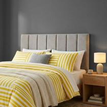 Cabeceira Cama de Casal 7 Peças Decorativas Autocolante Cinza Estofado Modulado 1,4M