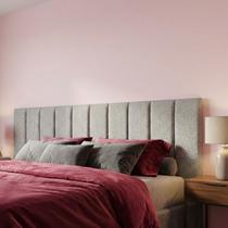 Cabeceira Cama King 10 Peças Decorativas Autocolante Cinza Estofado Modulado 2M