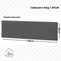 Cabeceira Cama King Painel Estofada 1,95 Almofadada Cinza