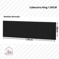 Cabeceira Cama King Painel Estofada 1,95 Almofadada Preto