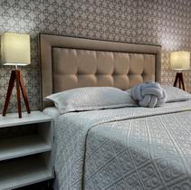 Cabeceira Cama King Veneza 05 Diamond 2 Com Tachas Linho Bege 60 RBL
