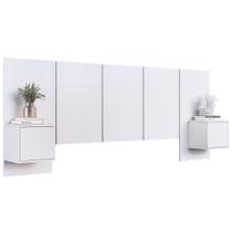 Cabeceira Cama Queen 220cm e Mesas Laterais Ohana Branco A05 - Mpozenato