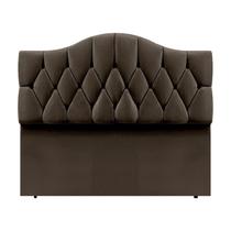 Cabeceira Cama Queen Botões Provençal Café Suede Com Pés 120Cm Altura RBL