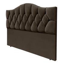 Cabeceira Cama Queen Botões Provençal Marrom Suede Com Pés 120Cm Altura RBL