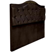 Cabeceira Cama Solteiro Botões Detalier Provençal Marrom Suede Com Pés 120 RBL
