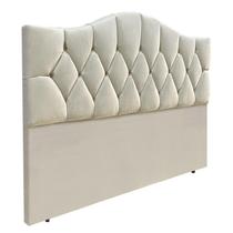Cabeceira Cama Solteiro Botões Provençal Areia Suede Com Pés 120Cm Altura RBL