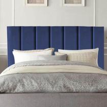 Cabeceira Cama Solteiro Box 100 Cm Luana Veludo E Frame Azul Marinho